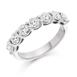 Ladies Platinum 950 Half Set Round Brilliant 1.50ct Diamond 4mm Wedding Ring