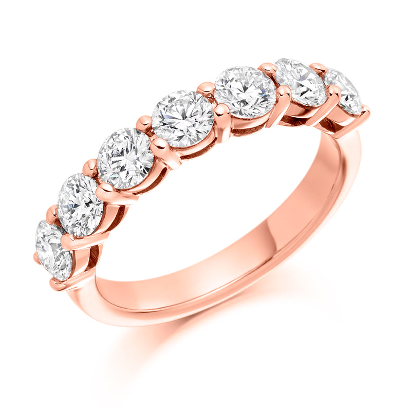 Ladies 9ct Rose Gold Half Set Round Brilliant 1.50ct Diamond 4mm Eternity Ring