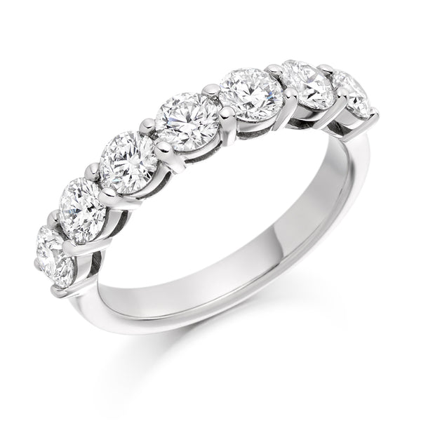 Ladies 9ct White Gold Half Set Round Brilliant 1.50ct Diamond 4mm Eternity Ring