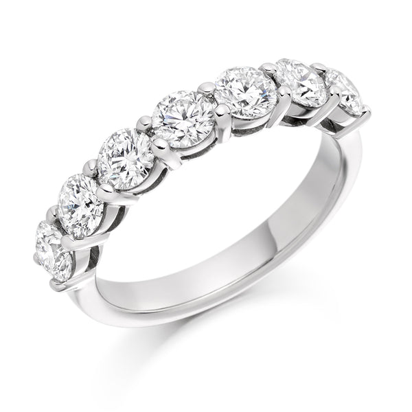 Ladies 18ct White Gold Half Set Round Brilliant 1.50ct Diamond 4mm Wedding Ring