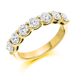 Ladies 9ct Yellow Gold Half Set Round Brilliant 1.50ct Diamond 4mm Eternity Ring