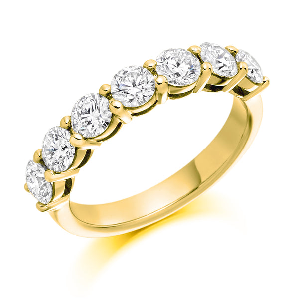 Ladies 18ct Yellow Gold Half Set Round Brilliant 1.50ct Diamond 4mm Wedding Ring