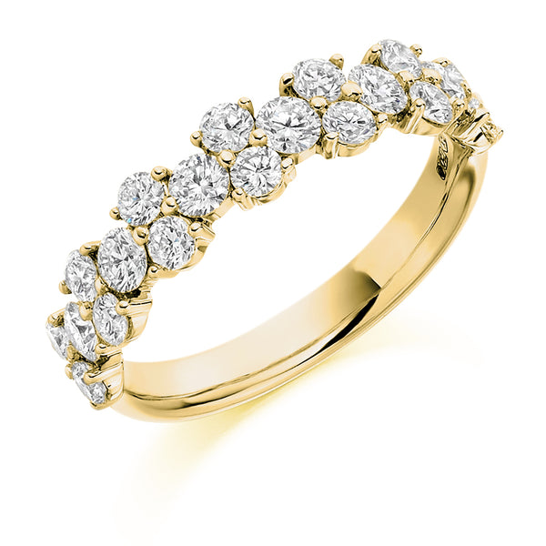 Ladies 18ct Yellow Gold Half Set Round Brilliant 1.20ct Diamond 4.5mm Wedding Ring