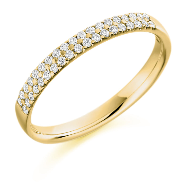 Ladies 18ct Yellow Gold Half Set Round Brilliant 0.25ct Diamond 2.5mm Wedding Ring