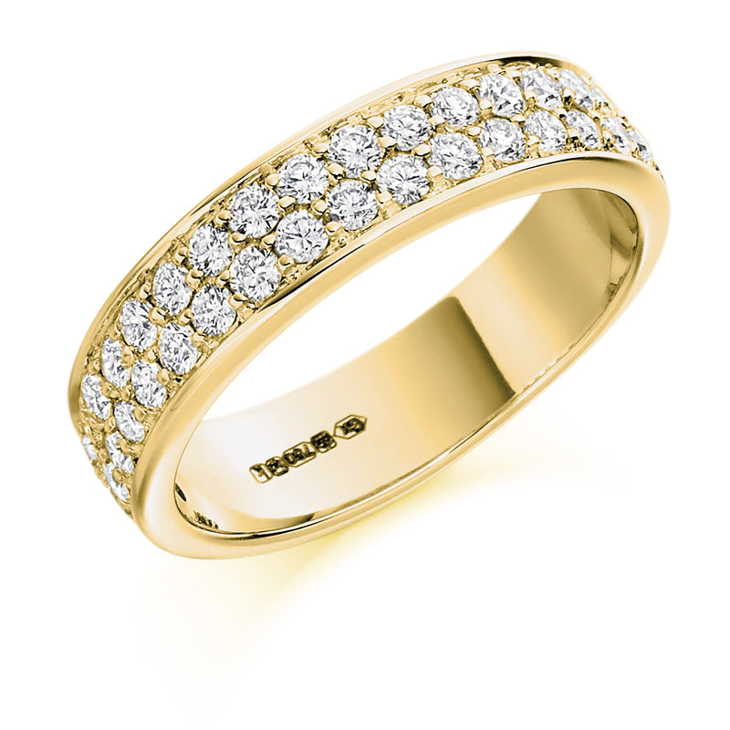Ladies 9ct Yellow Gold Half Set Round Brilliant 0.75ct Diamond 5mm Wedding Ring