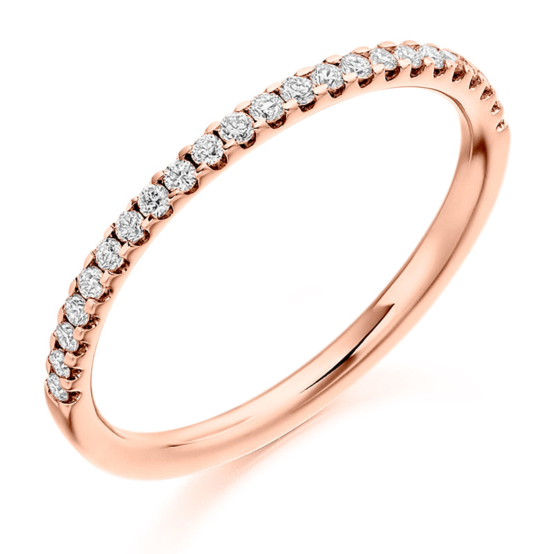 Ladies 18ct Rose Gold Half Set Round Brilliant 0.25ct Diamond 1.5mm Eternity Ring