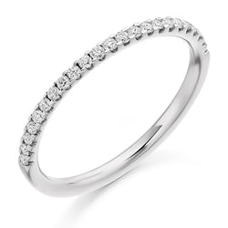 Ladies 18ct White Gold Half Set Round Brilliant 0.25ct Diamond 1.5mm Eternity Ring