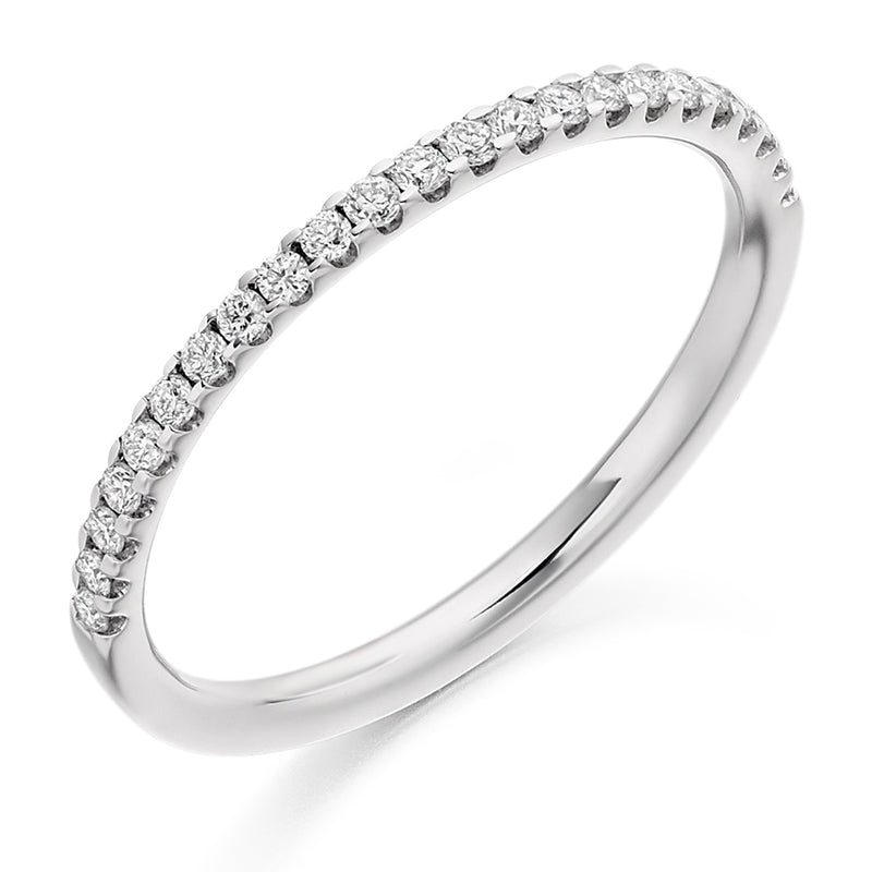 Ladies 18ct White Gold Half Set Round Brilliant 0.25ct Diamond 1.5mm Eternity Ring