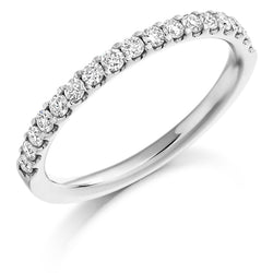 Ladies Platinum 950 Half Set Round Brilliant 0.33ct Diamond 2mm Wedding Ring