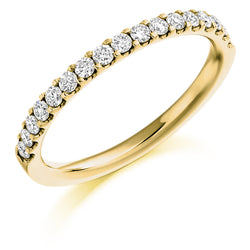 Ladies 18ct Yellow Gold Half Set Round Brilliant 0.33ct Diamond 2mm Eternity Ring