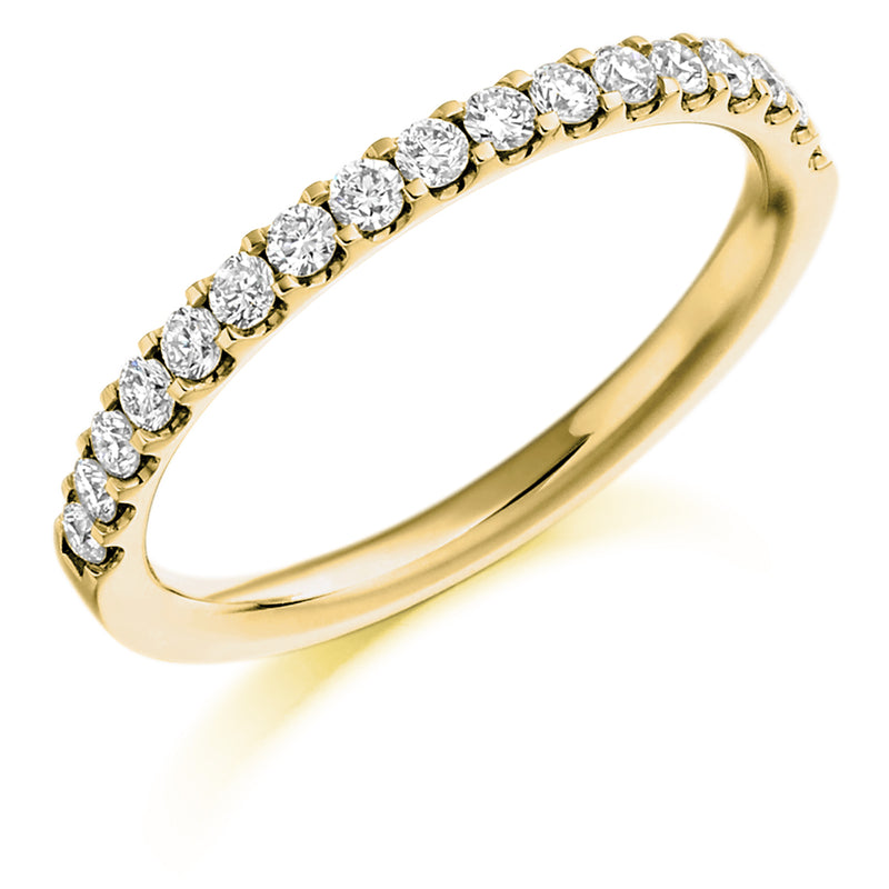 Ladies 18ct Yellow Gold Half Set Round Brilliant 0.33ct Diamond 2mm Eternity Ring