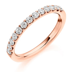 Ladies 18ct Rose Gold Half Set Round Brilliant 0.50ct Diamond 2.5mm Wedding Ring
