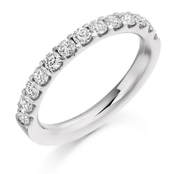 Ladies 9ct White Gold Half Set Round Brilliant 0.75ct Diamond 2.7mm Wedding Ring