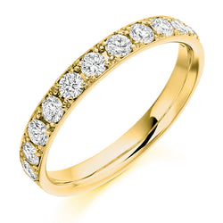 Ladies 18ct Yellow Gold Half Set Round Brilliant 0.65ct Diamond 3mm Wedding Ring