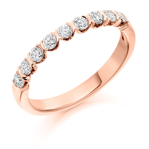 Ladies 9ct Rose Gold Half Set Round Brilliant 0.50ct Diamond 2.5mm Eternity Ring