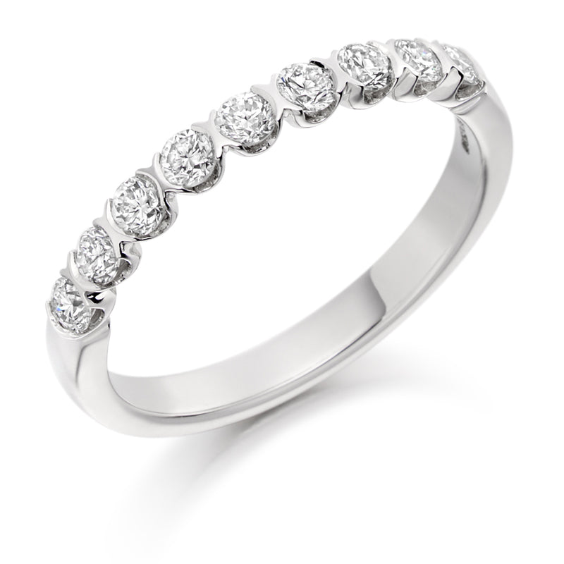 Ladies 18ct White Gold Half Set Round Brilliant 0.50ct Diamond 2.5mm Eternity Ring