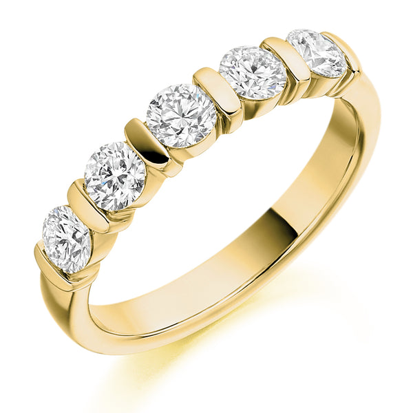 Ladies 9ct Yellow Gold Half Set Round Brilliant 0.75ct Diamond 3.5mm Eternity Ring