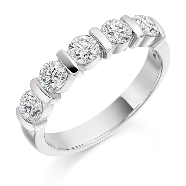 Ladies Platinum 950 Half Set Round Brilliant 1.00ct Diamond 4mm Eternity Ring