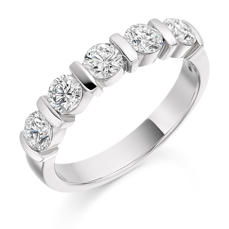 Ladies 9ct White Gold Half Set Round Brilliant 1.00ct Diamond 4mm Wedding Ring
