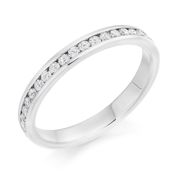 Ladies 18ct White Gold Half Set Round Brilliant 0.33ct Diamond 2.5mm Eternity Ring