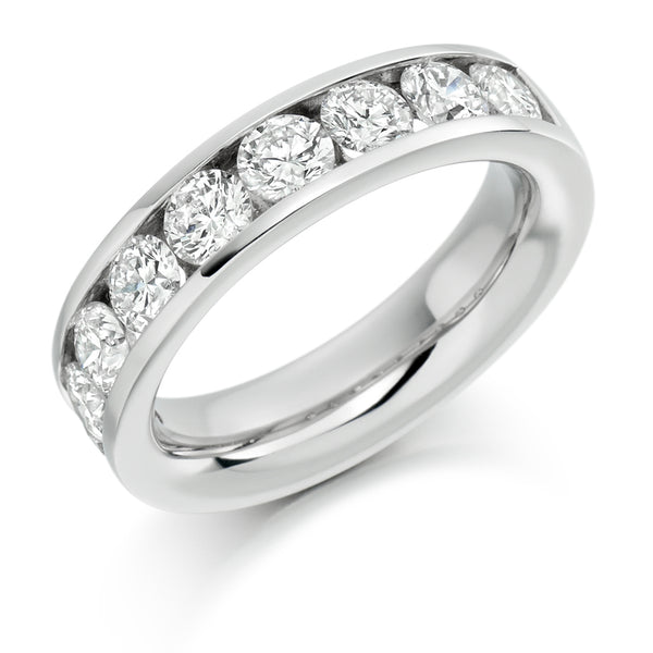 Ladies Platinum 950 Half Set Round Brilliant 2.00ct Diamond 5mm Eternity Ring