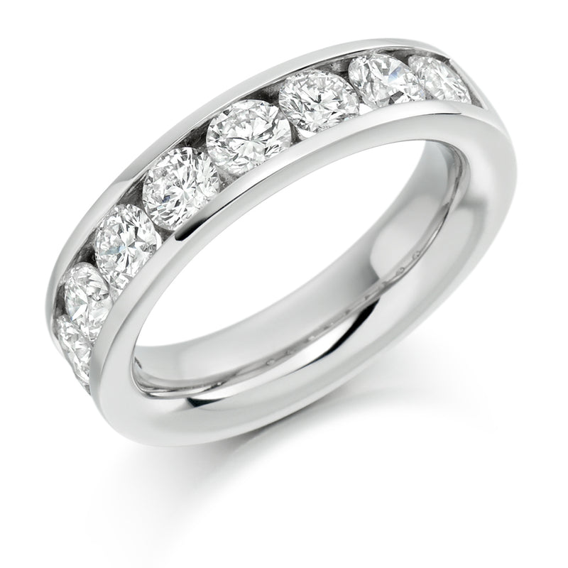 Ladies Platinum 950 Half Set Round Brilliant 2.00ct Diamond 5mm Eternity Ring