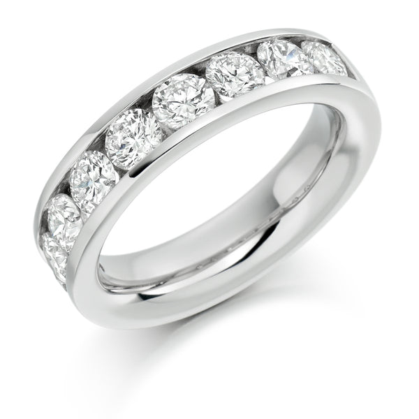 Ladies Platinum 950 Half Set Round Brilliant 2.00ct Diamond 5mm Wedding Ring