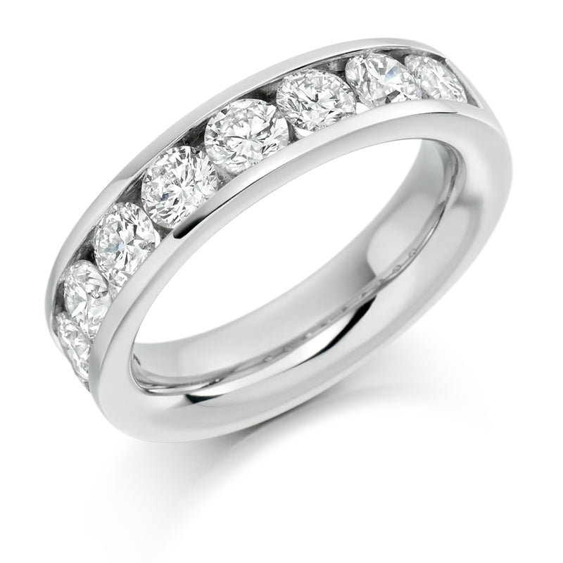 Ladies 9ct White Gold Half Set Round Brilliant 2.00ct Diamond 5mm Wedding Ring