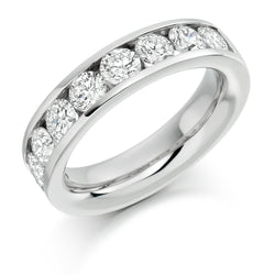 Ladies 18ct White Gold Half Set Round Brilliant 2.00ct Diamond 5mm Eternity Ring