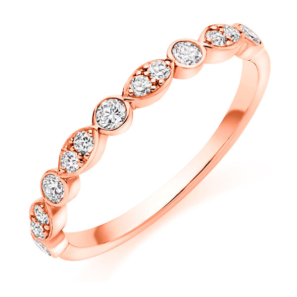 Ladies 18ct Rose Gold Half Set Round Brilliant 0.35ct Diamond 2.5mm Eternity Ring