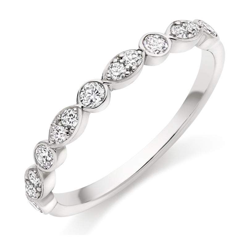 Ladies 18ct White Gold Half Set Round Brilliant 0.35ct Diamond 2.5mm Eternity Ring