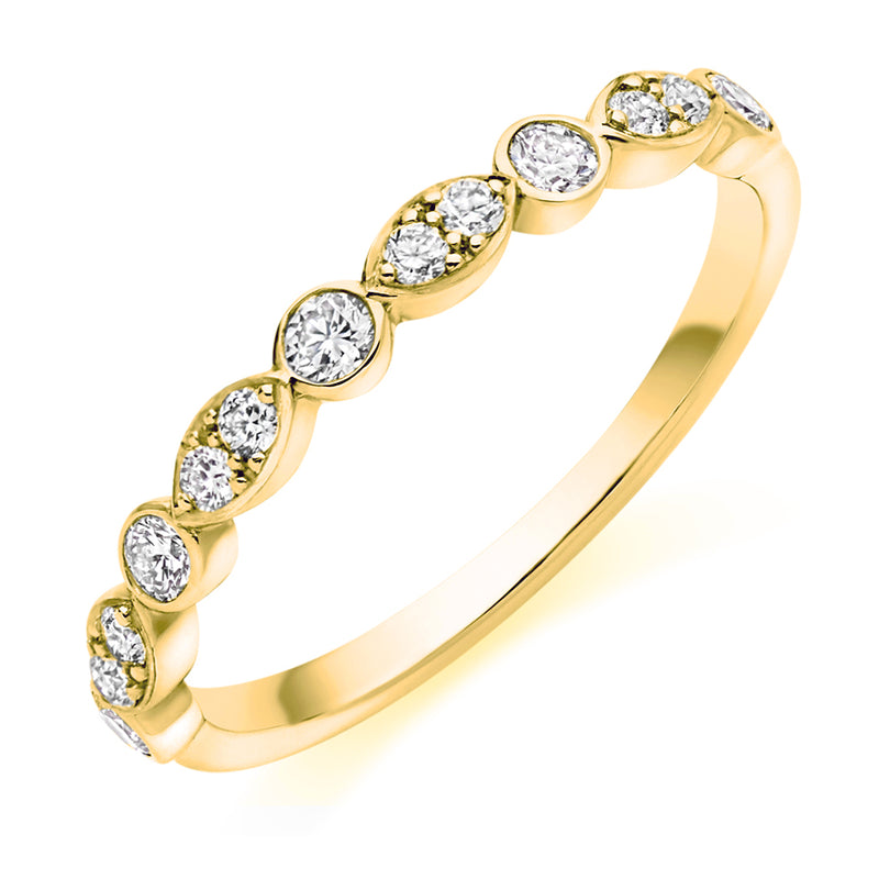 Ladies 18ct Yellow Gold Half Set Round Brilliant 0.35ct Diamond 2.5mm Eternity Ring