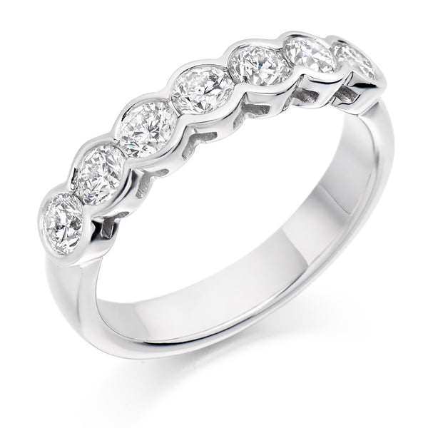 Ladies Platinum 950 Half Set Round Brilliant 1.00ct Diamond 4mm Eternity Ring