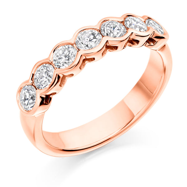 Ladies 9ct Rose Gold Half Set Round Brilliant 1.00ct Diamond 4mm Wedding Ring