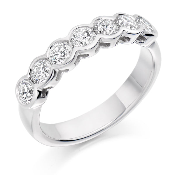 Ladies 18ct White Gold Half Set Round Brilliant 1.00ct Diamond 4mm Wedding Ring
