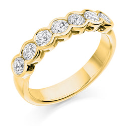 Ladies 18ct Yellow Gold Half Set Round Brilliant 1.00ct Diamond 4mm Wedding Ring