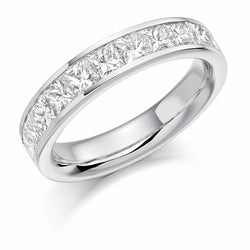 Ladies 9ct White Gold Half Set Princess 1.50ct Diamond 4.5mm Eternity Ring