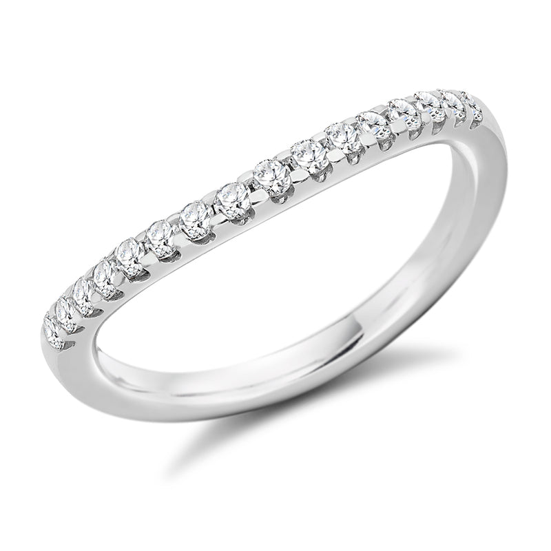 Ladies Platinum 950 Half Set Round Brilliant 0.30ct Diamond 2mm Wedding Ring