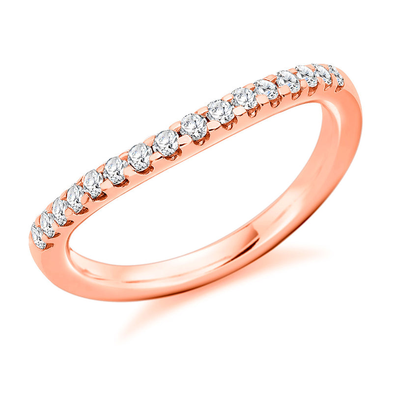 Ladies 18ct Rose Gold Half Set Round Brilliant 0.30ct Diamond 2mm Wedding Ring