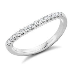 Ladies 9ct White Gold Half Set Round Brilliant 0.30ct Diamond 2mm Wedding Ring
