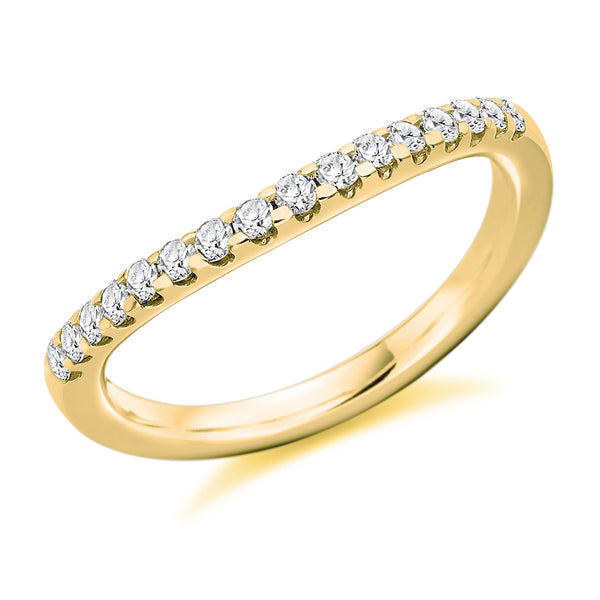Ladies 9ct Yellow Gold Half Set Round Brilliant 0.30ct Diamond 2mm Wedding Ring
