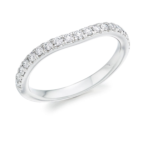 Ladies Platinum 950 Half Set Round Brilliant 0.35ct Diamond 2mm Wedding Ring