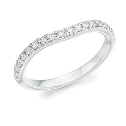 Ladies 9ct White Gold Half Set Round Brilliant 0.35ct Diamond 2mm Wedding Ring