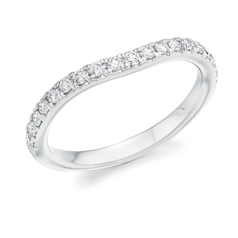 Ladies 18ct White Gold Half Set Round Brilliant 0.35ct Diamond 2mm Wedding Ring