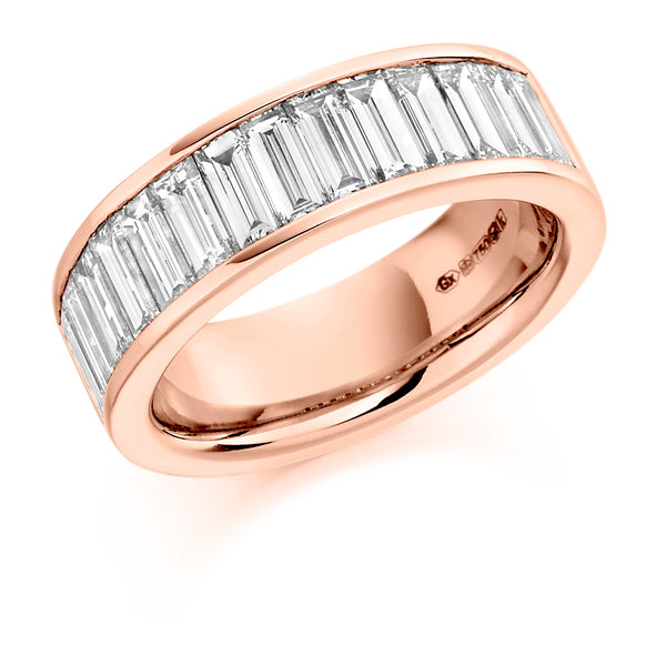 Ladies 9ct Rose Gold Half Set Baguette 2.00ct Diamond 6.5mm Wedding Ring