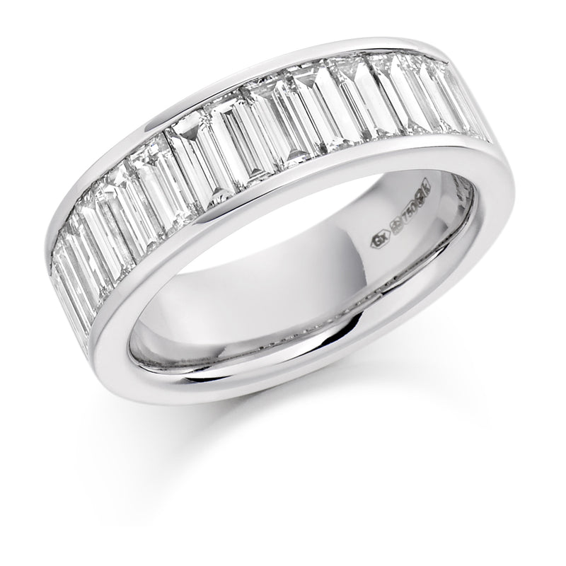 Ladies 9ct White Gold Half Set Baguette 2.00ct Diamond 6.5mm Eternity Ring