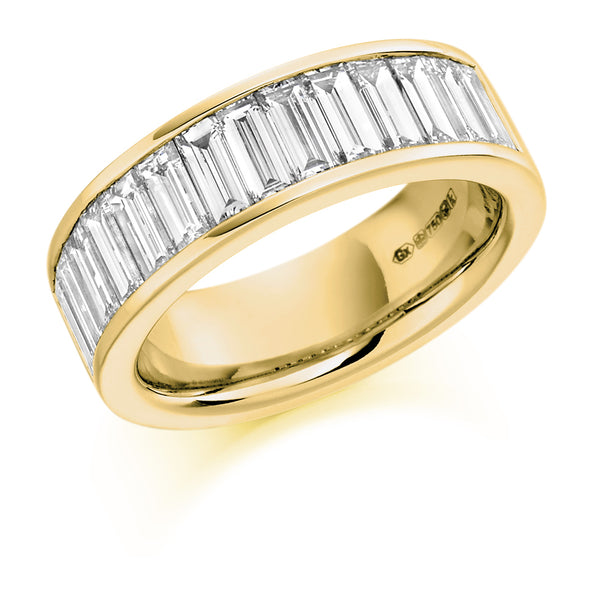 Ladies 9ct Yellow Gold Half Set Baguette 2.00ct Diamond 6.5mm Wedding Ring