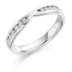 Ladies Platinum 950 Half Set Round Brilliant 0.37ct Diamond 3mm Wedding Ring