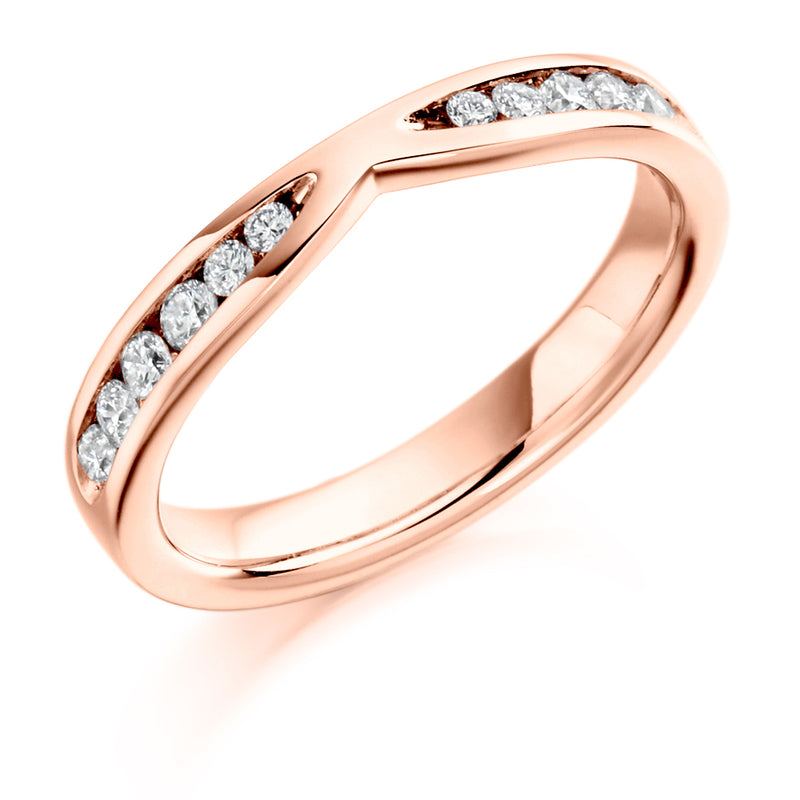 Ladies 9ct Rose Gold Half Set Round Brilliant 0.37ct Diamond 3mm Eternity Ring