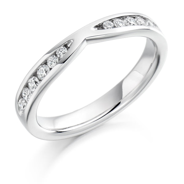 Ladies 9ct White Gold Half Set Round Brilliant 0.37ct Diamond 3mm Eternity Ring